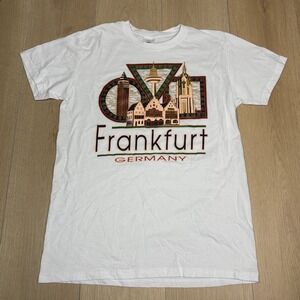 Frankfurt Germany Souvenir T-Shirt White Puff Print Mens Small B&C Collection
